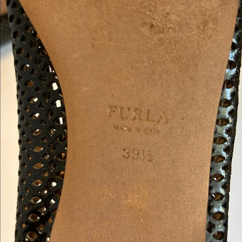 Furla Black Patent Leather Mesh Flats - Picture 11 of 17